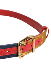 Multicolor Floral Jacquard Metal Buckle Belt