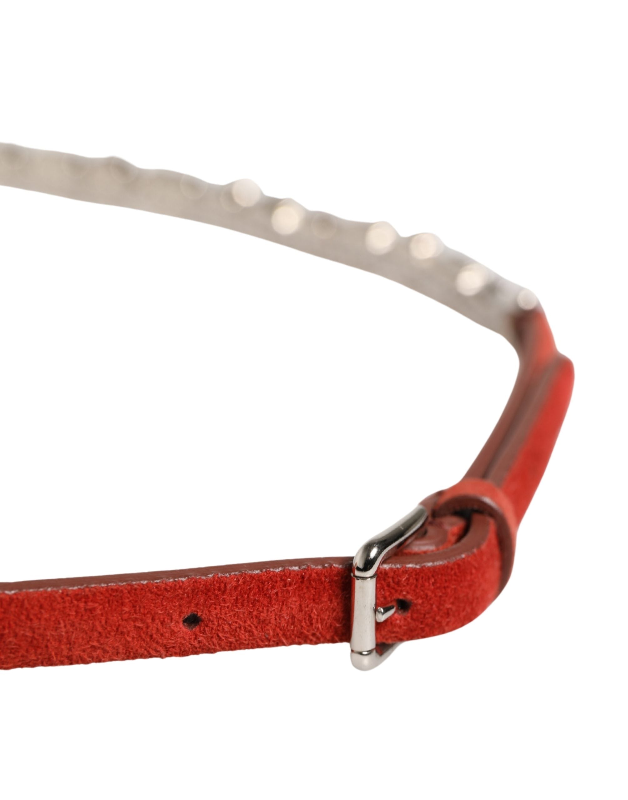 Dolce & Gabbana Red Velvet Crystals Chain Embellished Belt Dolce & Gabbana