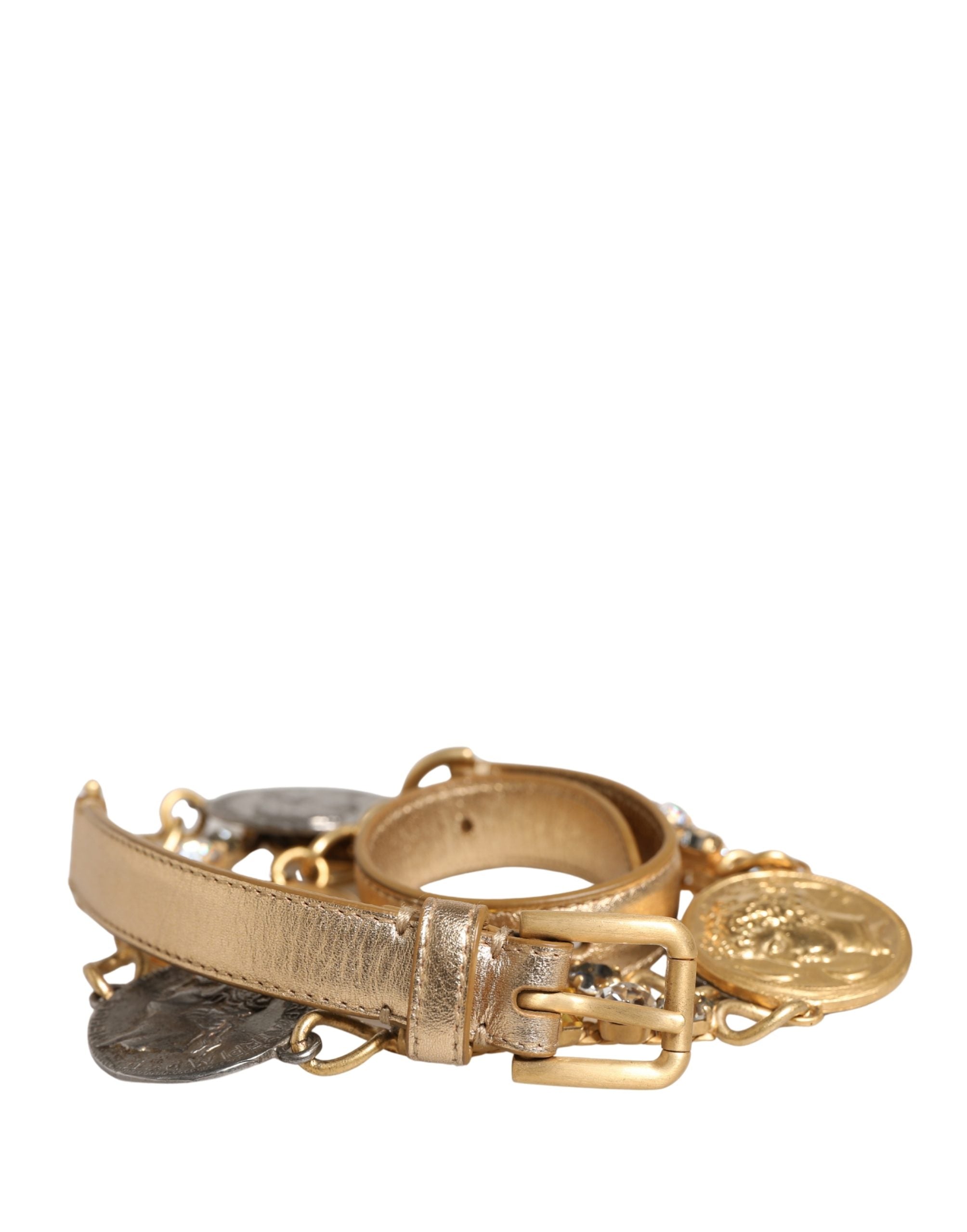 Dolce & Gabbana Gold Brass Chain Coin Embellished Metal Buckle Belt Dolce & Gabbana