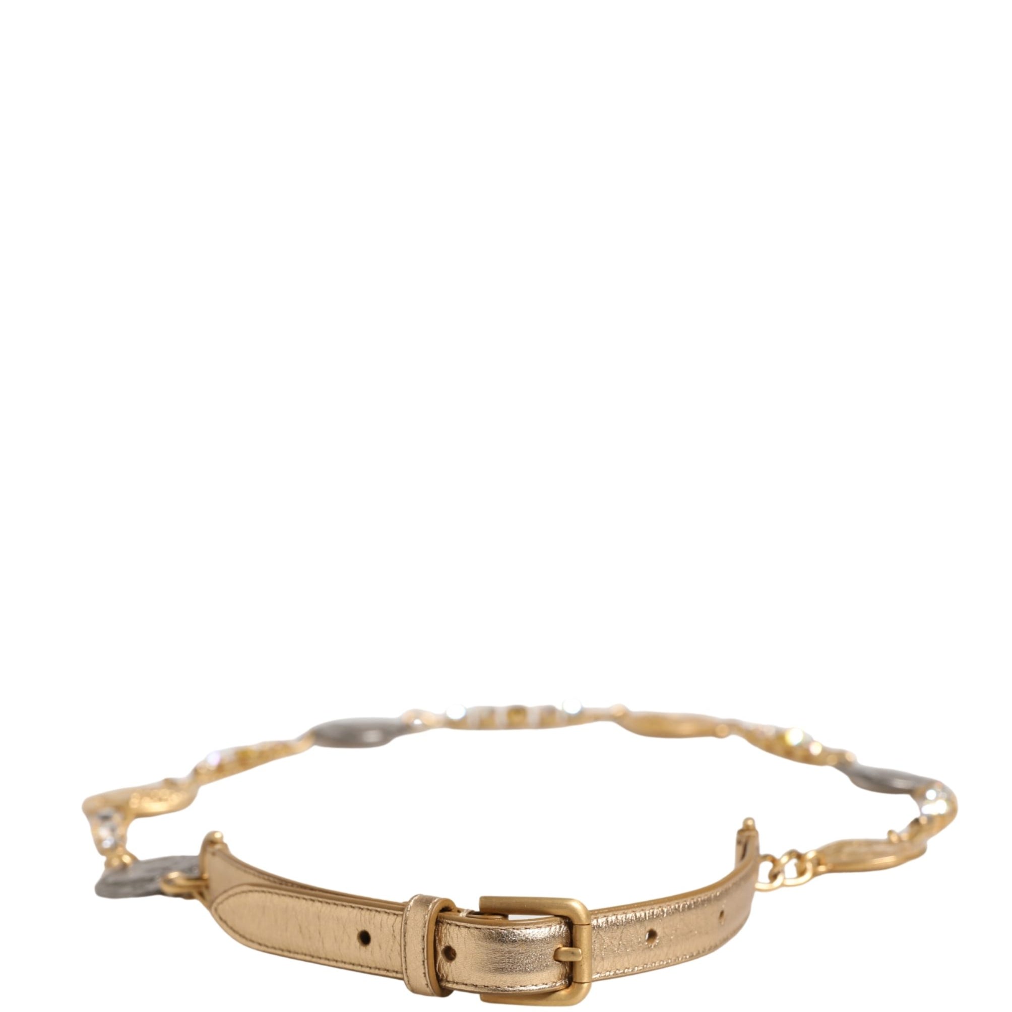 Dolce & Gabbana Gold Brass Chain Coin Embellished Metal Buckle Belt Dolce & Gabbana