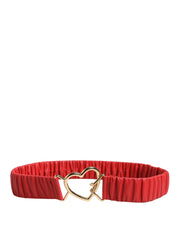 Red Leather Gold Heart Metal Buckle Belt