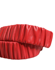 Red Leather Gold Heart Metal Buckle Belt