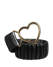 Dolce & Gabbana Black Leather Gold Heart Metal Buckle Belt Dolce & Gabbana