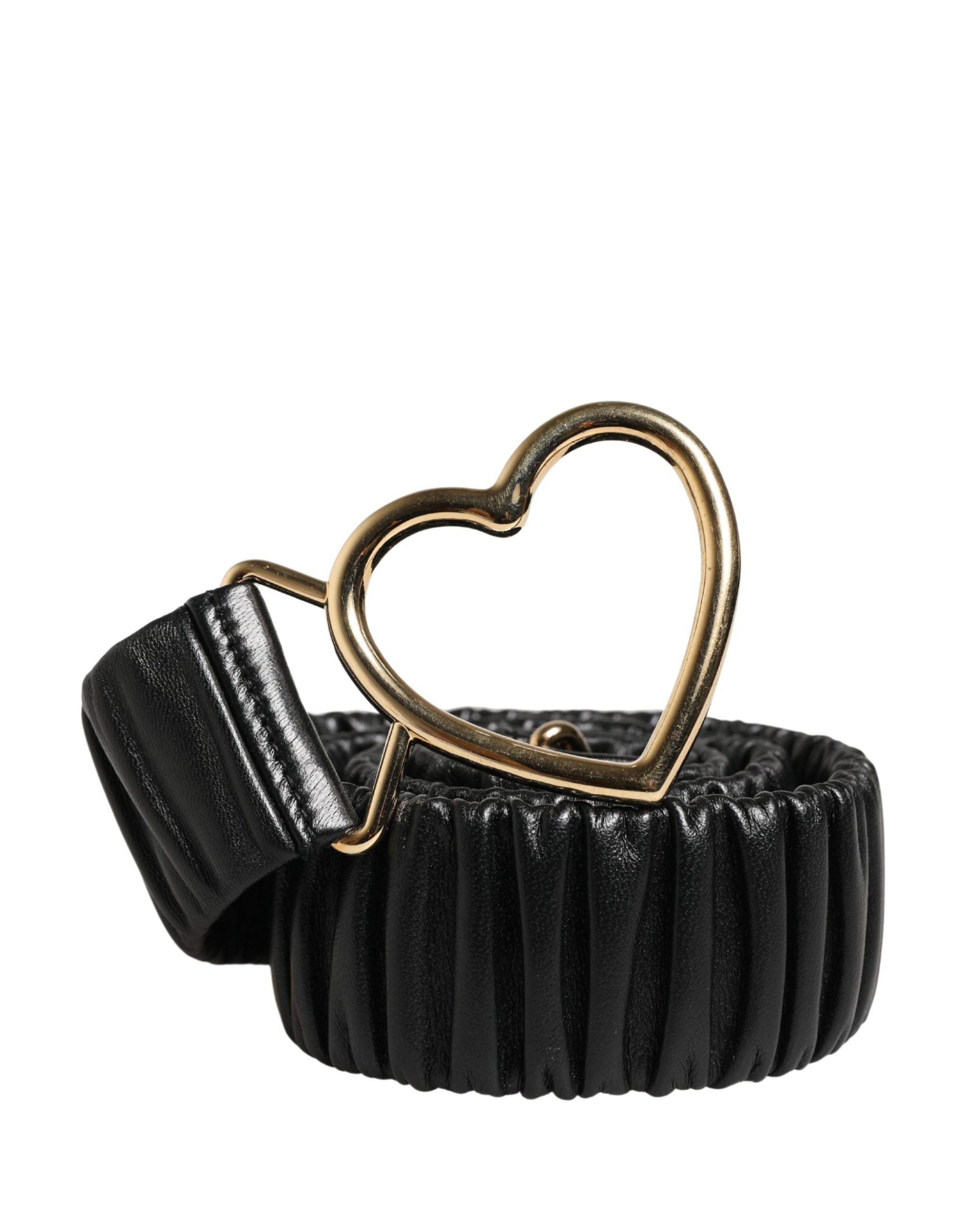 Dolce & Gabbana Black Leather Gold Heart Metal Buckle Belt Dolce & Gabbana