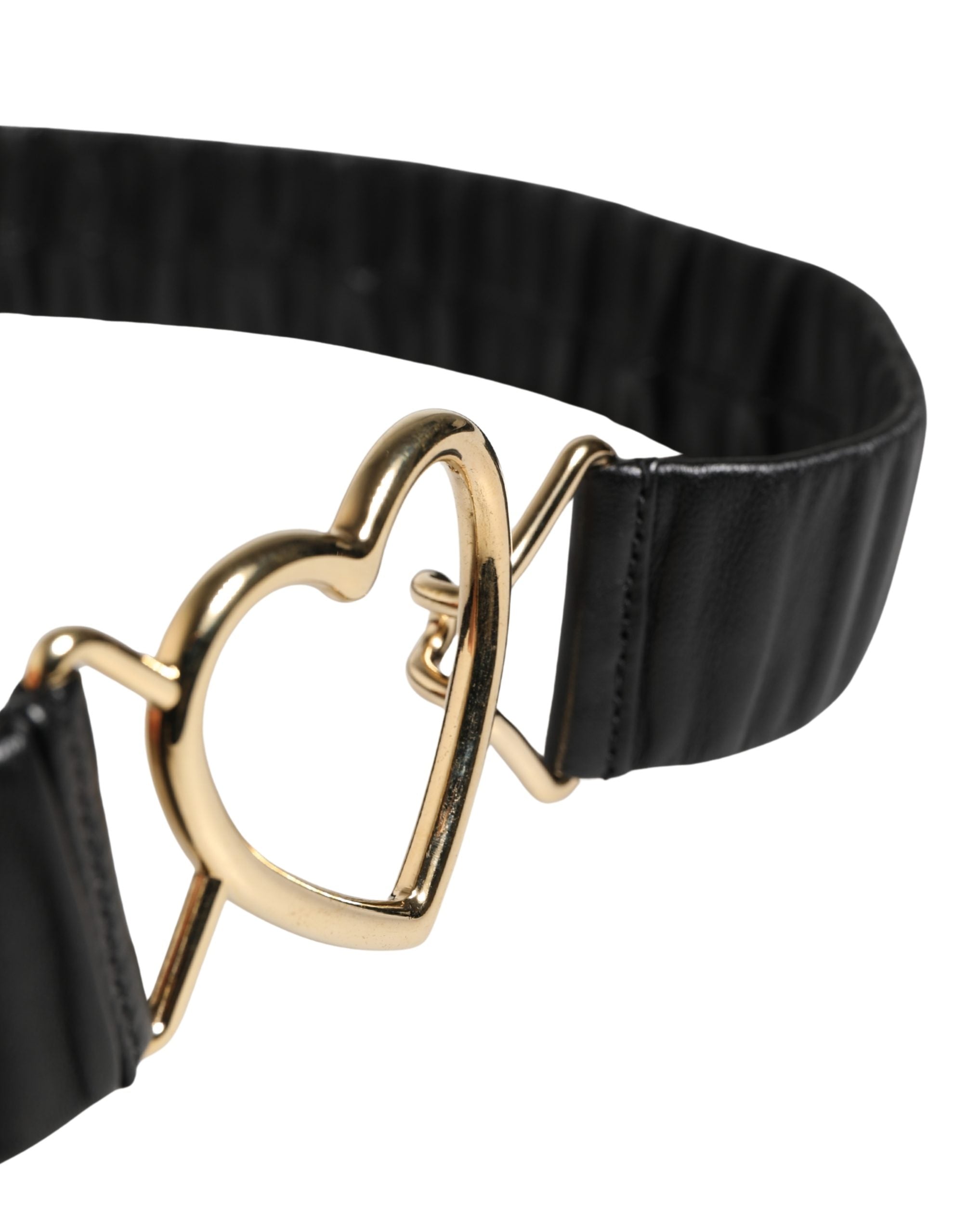 Dolce & Gabbana Black Leather Gold Heart Metal Buckle Belt Dolce & Gabbana