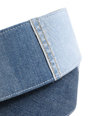 Blue Two Tone Denim Gold Metal Buckle Belt