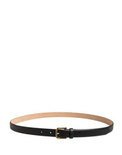Black Classic Leather Gold Metal Buckle Belt