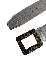 Dolce & Gabbana Silver Leather Crystal Metal Buckle Belt Dolce & Gabbana