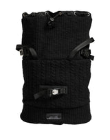 Dolce & Gabbana Black Tricot Wool Blend Duffel Backpack Travel Borse Bag