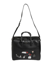 Black Car Man Applique Leather Weekender Borse Bag