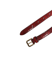 Red Leather Daisy Crystal Embellished Waist Belt