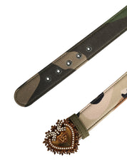Dolce & Gabbana Green Camouflage Devotion Metal Buckle Belt