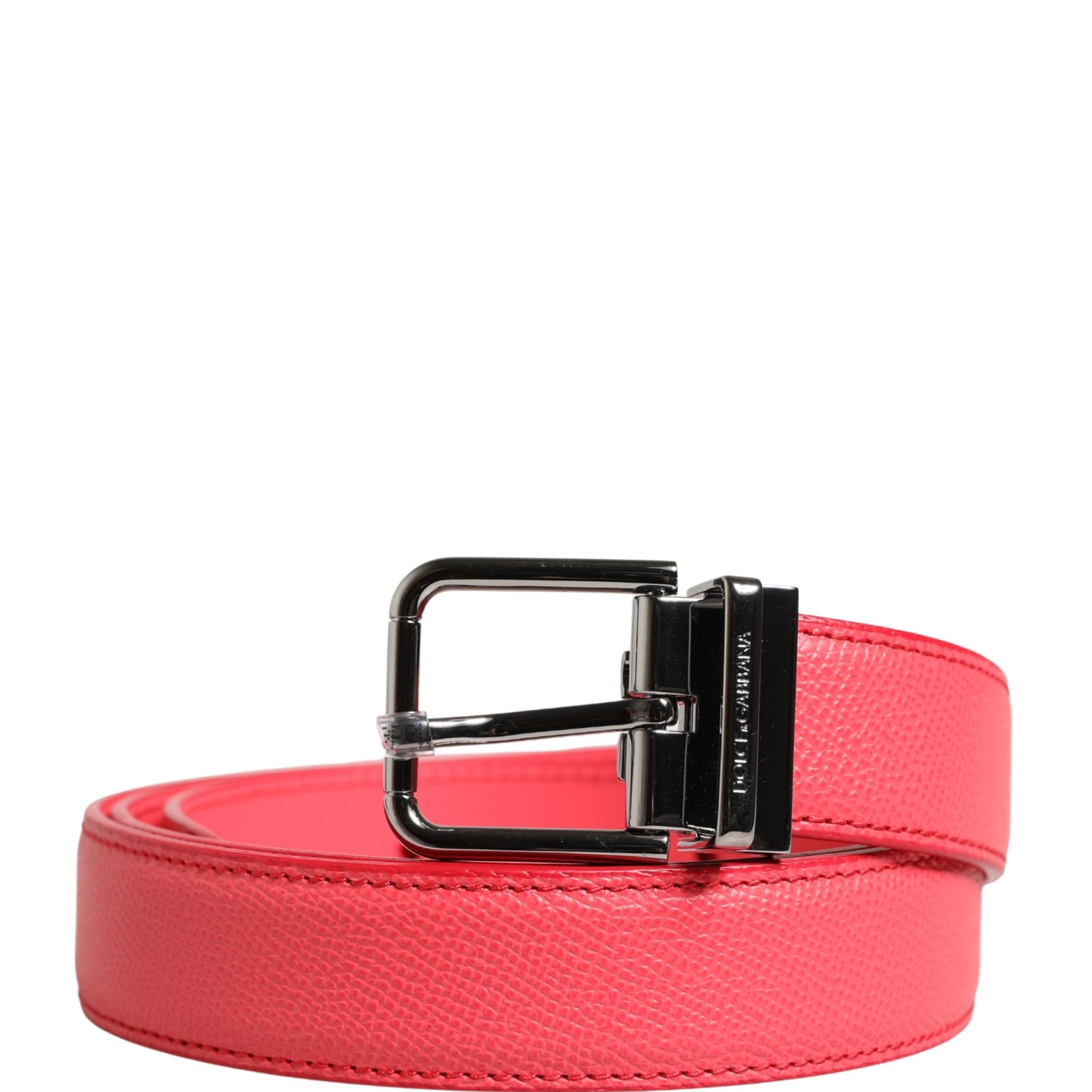 Dolce & Gabbana Pink Calf Leather Silver Metal Buckle Belt Dolce & Gabbana