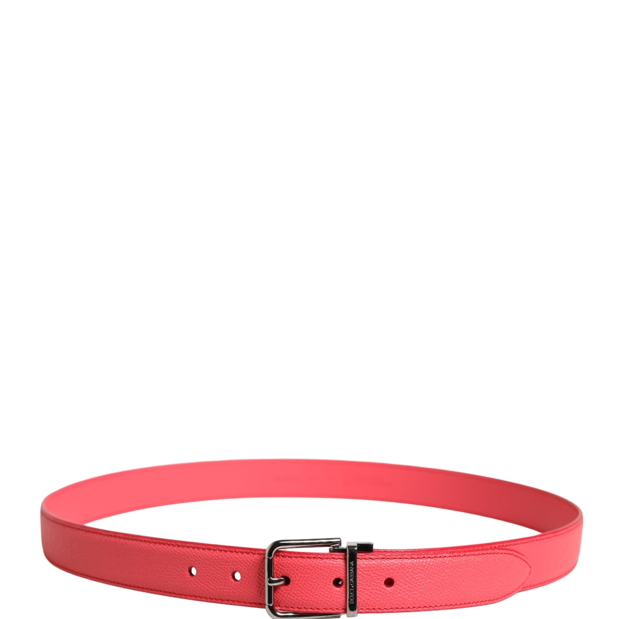 Dolce & Gabbana Pink Calf Leather Silver Metal Buckle Belt Dolce & Gabbana