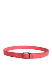 Dolce & Gabbana Pink Calf Leather Silver Metal Buckle Belt Dolce & Gabbana