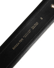 Patrizia Pepe Gray Genuine Leather Square Silver Metal Buckle Belt