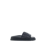 Gray Fabric Flat Sandals