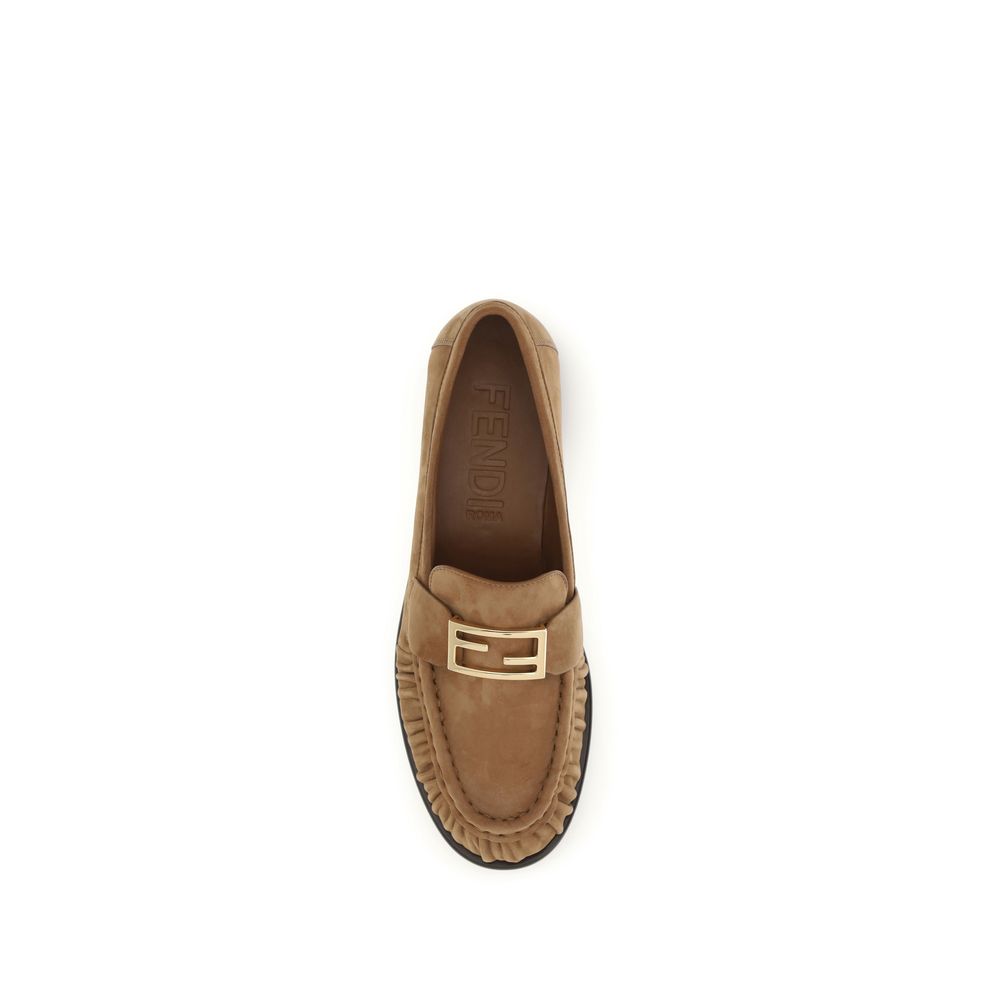 Fendi Brown Lamb Ovis Aries Slip-On Loafers