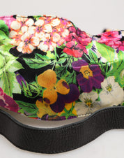 Multicolor Floral Wide Waist Gold Metal Buckle Cintura Belt
