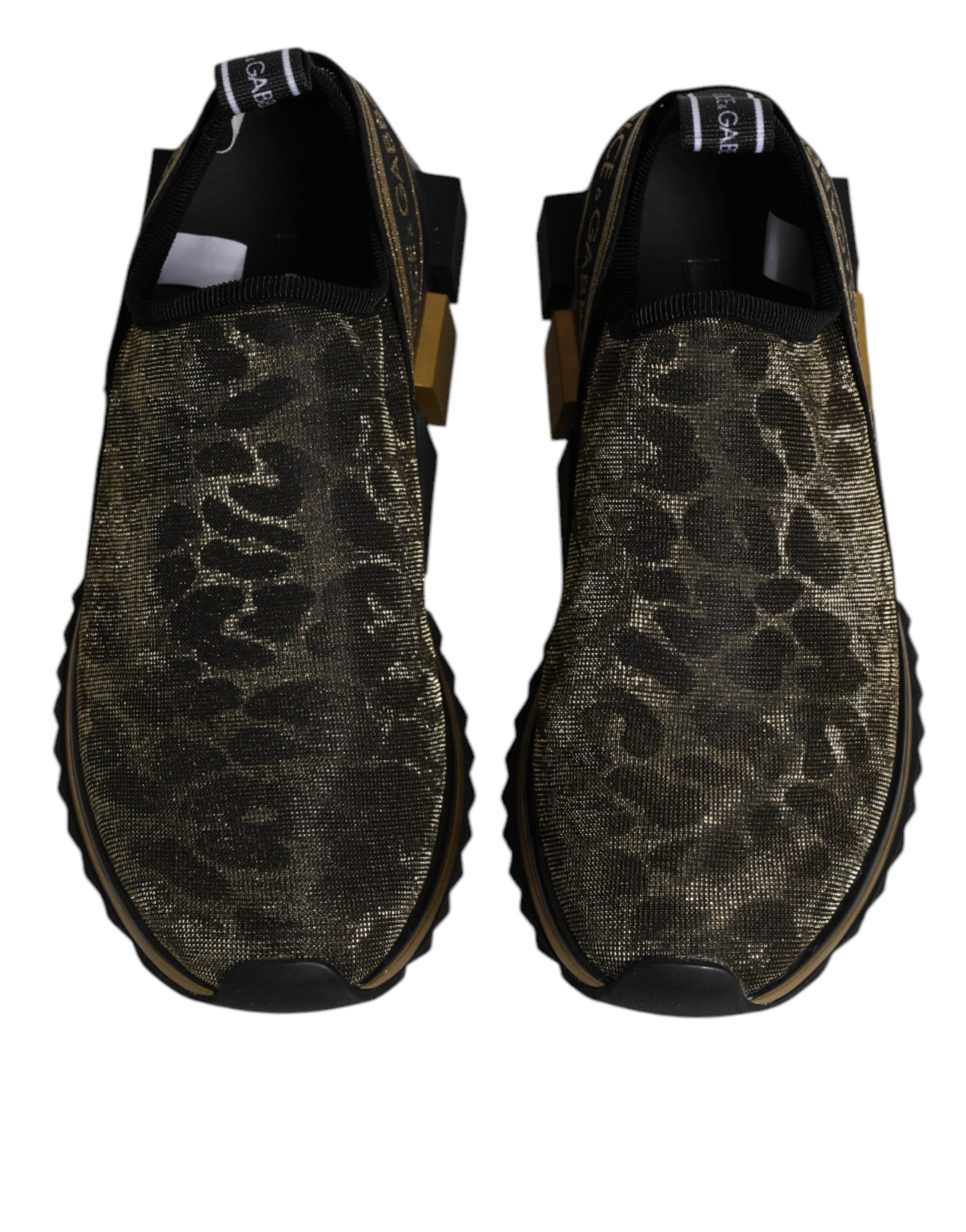 Dolce & Gabbana Gold Glitter Leopard Sorrento Sneakers Shoes Dolce & Gabbana