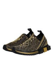 Dolce & Gabbana Gold Glitter Leopard Sorrento Sneakers Shoes Dolce & Gabbana