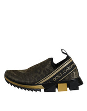 Dolce & Gabbana Gold Glitter Leopard Sorrento Sneakers Shoes Dolce & Gabbana