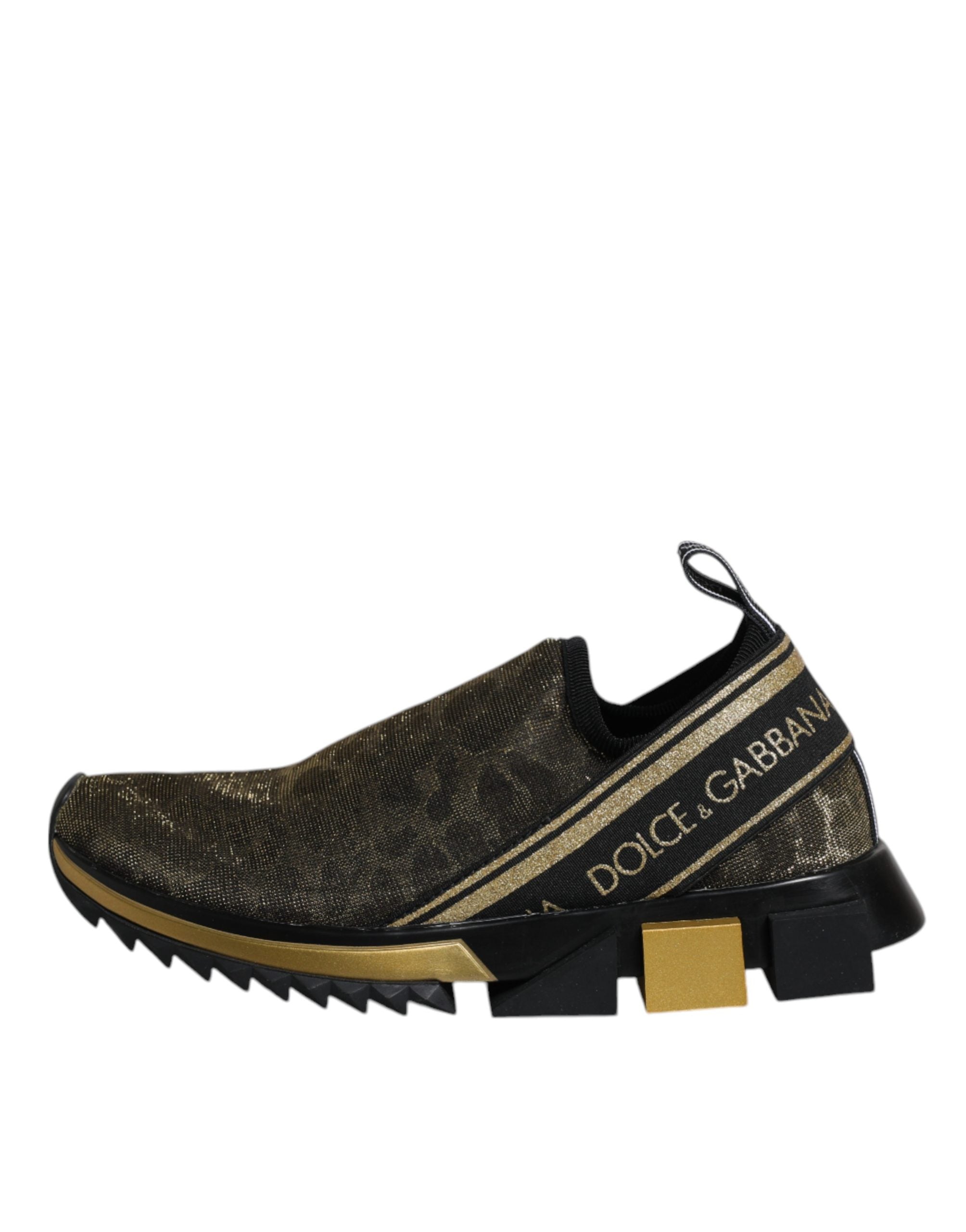 Dolce & Gabbana Gold Glitter Leopard Sorrento Sneakers Shoes Dolce & Gabbana