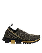 Dolce & Gabbana Gold Glitter Leopard Sorrento Sneakers Shoes Dolce & Gabbana