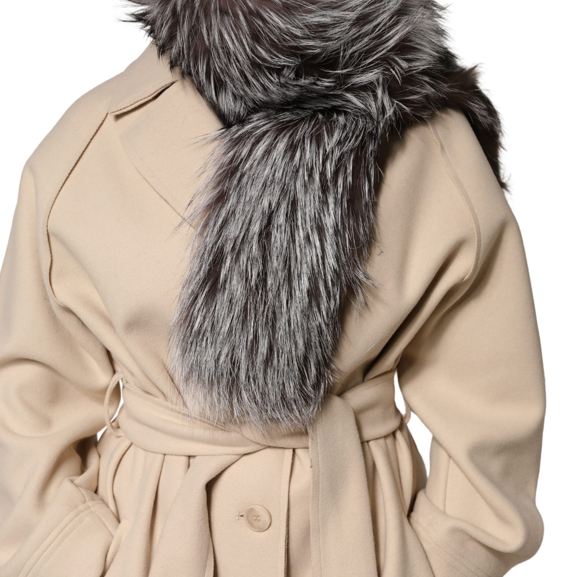Dolce & Gabbana Gray Fox Fur Neck Wrap Warmer Winter Scarf Dolce & Gabbana