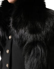 Dolce & Gabbana Black Fox Fur Neck Wrap Warmer Winter Scarf Dolce & Gabbana