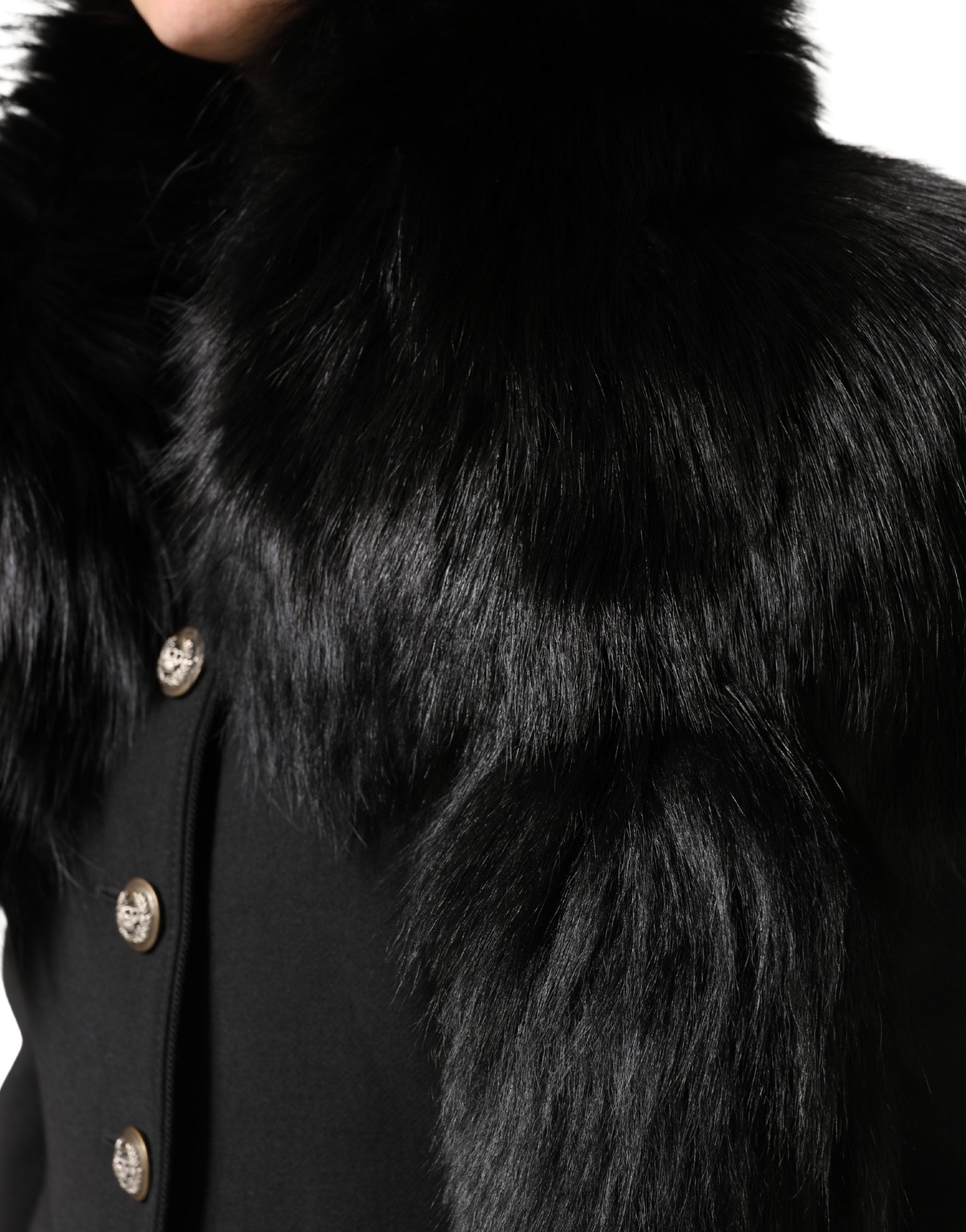 Dolce & Gabbana Black Fox Fur Neck Wrap Warmer Winter Scarf Dolce & Gabbana