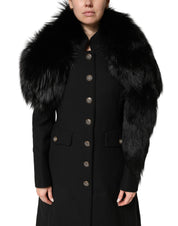Dolce & Gabbana Black Fox Fur Neck Wrap Warmer Winter Scarf