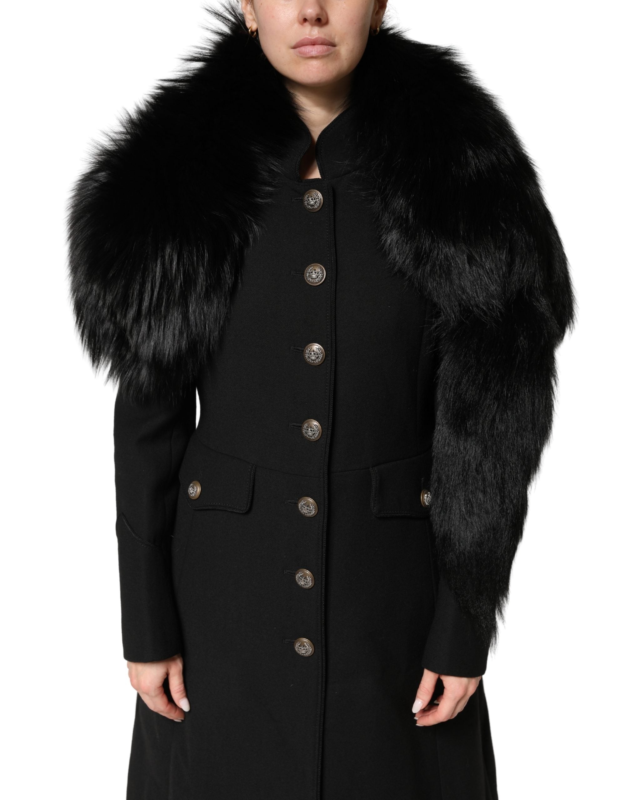 Dolce & Gabbana Black Fox Fur Neck Wrap Warmer Winter Scarf Dolce & Gabbana