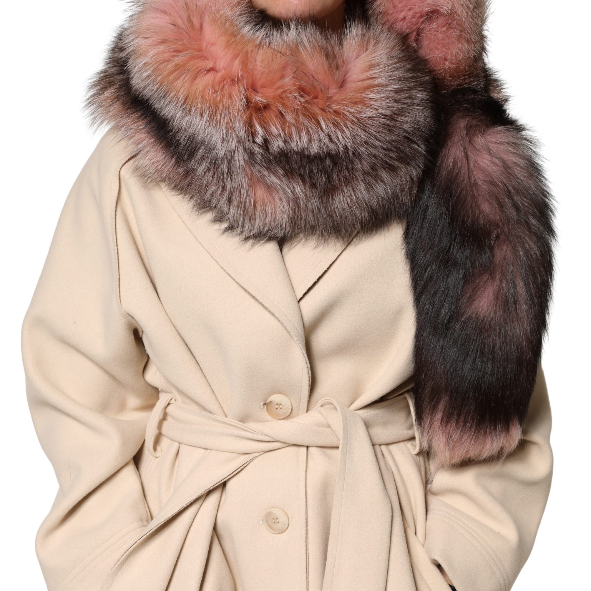 Dolce & Gabbana Pink Frost Fox Fur Neck Warmer Winter Scarf Dolce & Gabbana