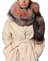 Dolce & Gabbana Pink Frost Fox Fur Neck Warmer Winter Scarf