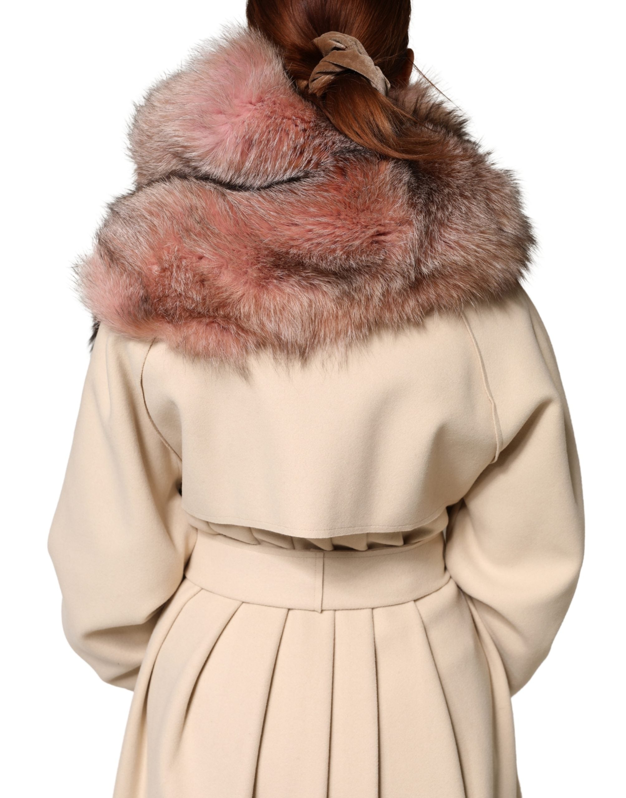 Dolce & Gabbana Pink Frost Fox Fur Neck Warmer Winter Scarf Dolce & Gabbana