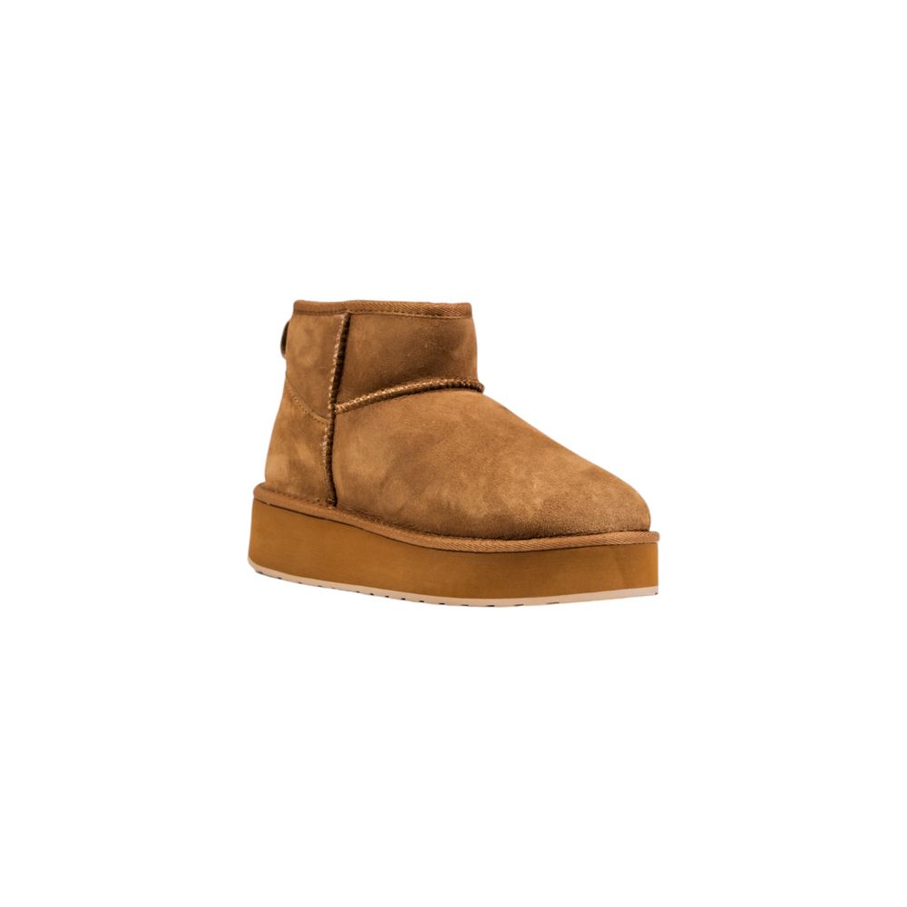 Beige Leather Ankle Boots