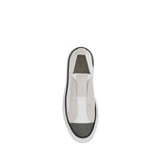 White Nylon Low Top Sneakers