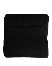 Black Cashmere Knitted Men Neck Warmer One Size Scarf
