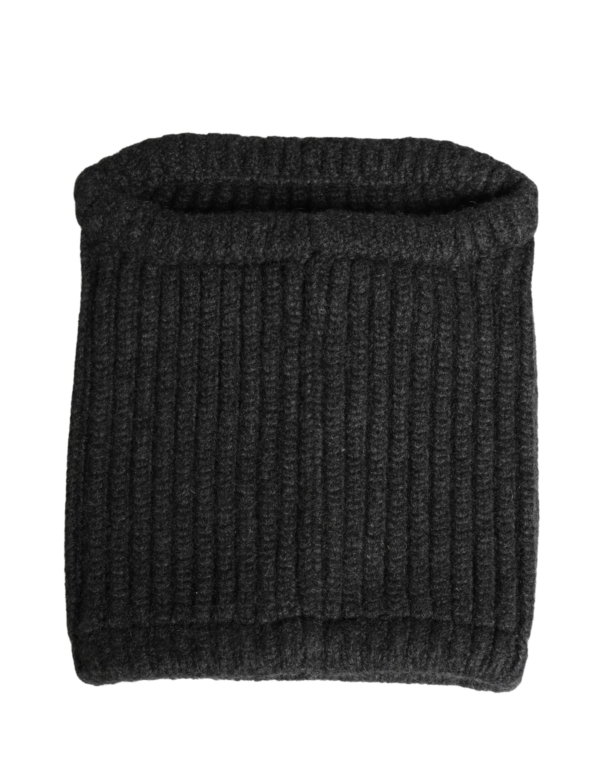 Dolce & Gabbana Black Cashmere Knitted Men Winter Neck Warmer Hat Dolce & Gabbana