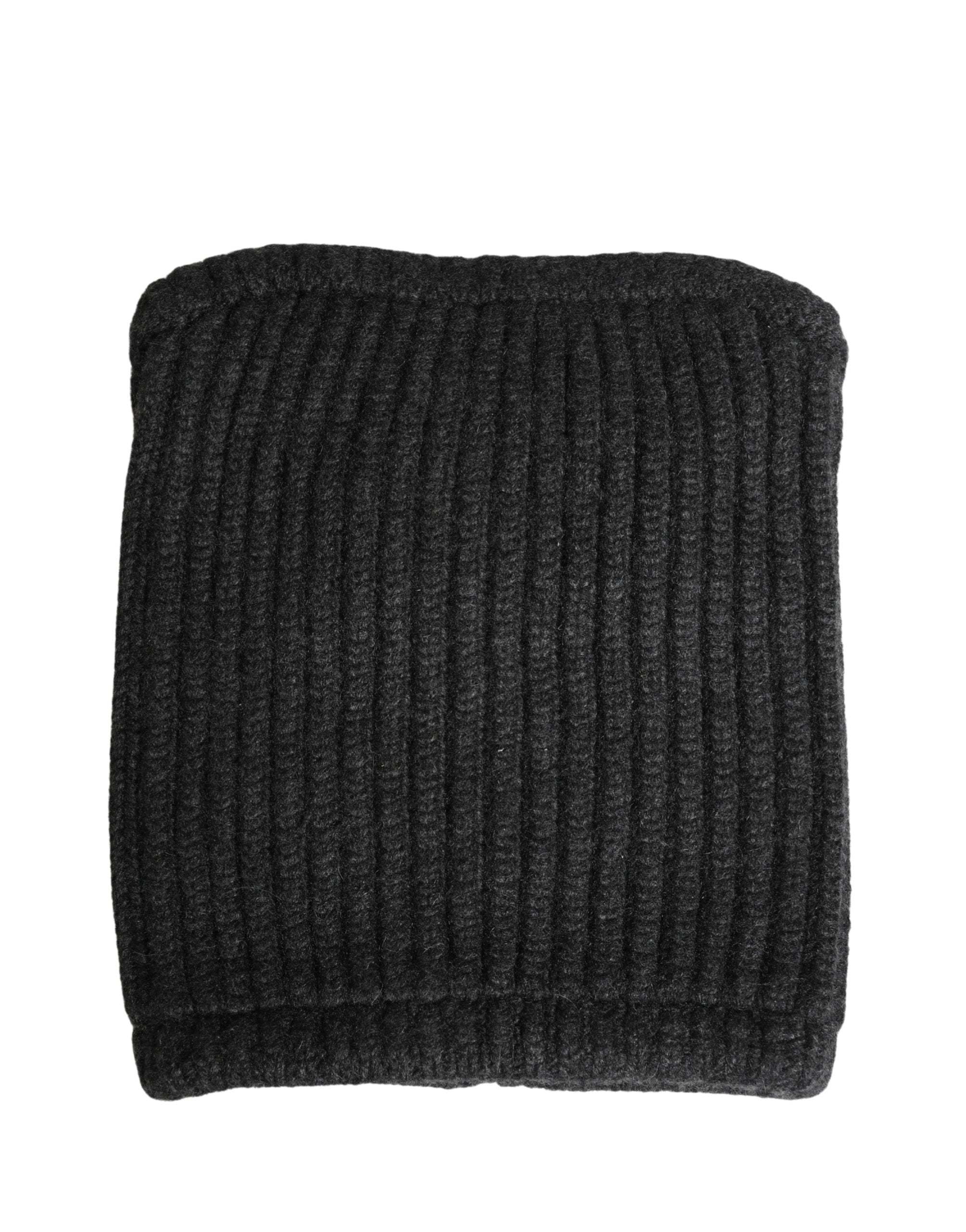 Dolce & Gabbana Black Cashmere Knitted Men Winter Neck Warmer Hat Dolce & Gabbana