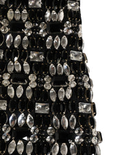 Black Wool Crystal Embellished Balaclava Hat