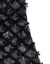 Black Wool Crystal Embellished Balaclava Hat