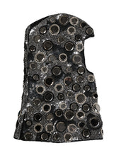 Black Wool Crystal Embellished Balaclava Hat