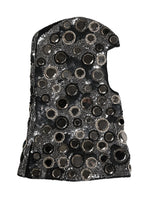 Black Wool Crystal Embellished Balaclava Hat