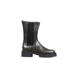 Gray Leather Ankle Boots