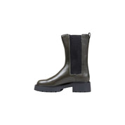 Gray Leather Ankle Boots