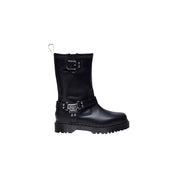 Black Leather Lace-Up Boots