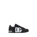 Dolce & Gabbana Black Calf Leather Bos Taurus Sneakers