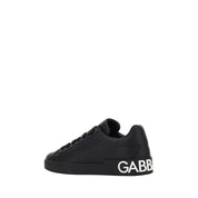 Dolce & Gabbana Black Calf Leather Bos Taurus Sneakers